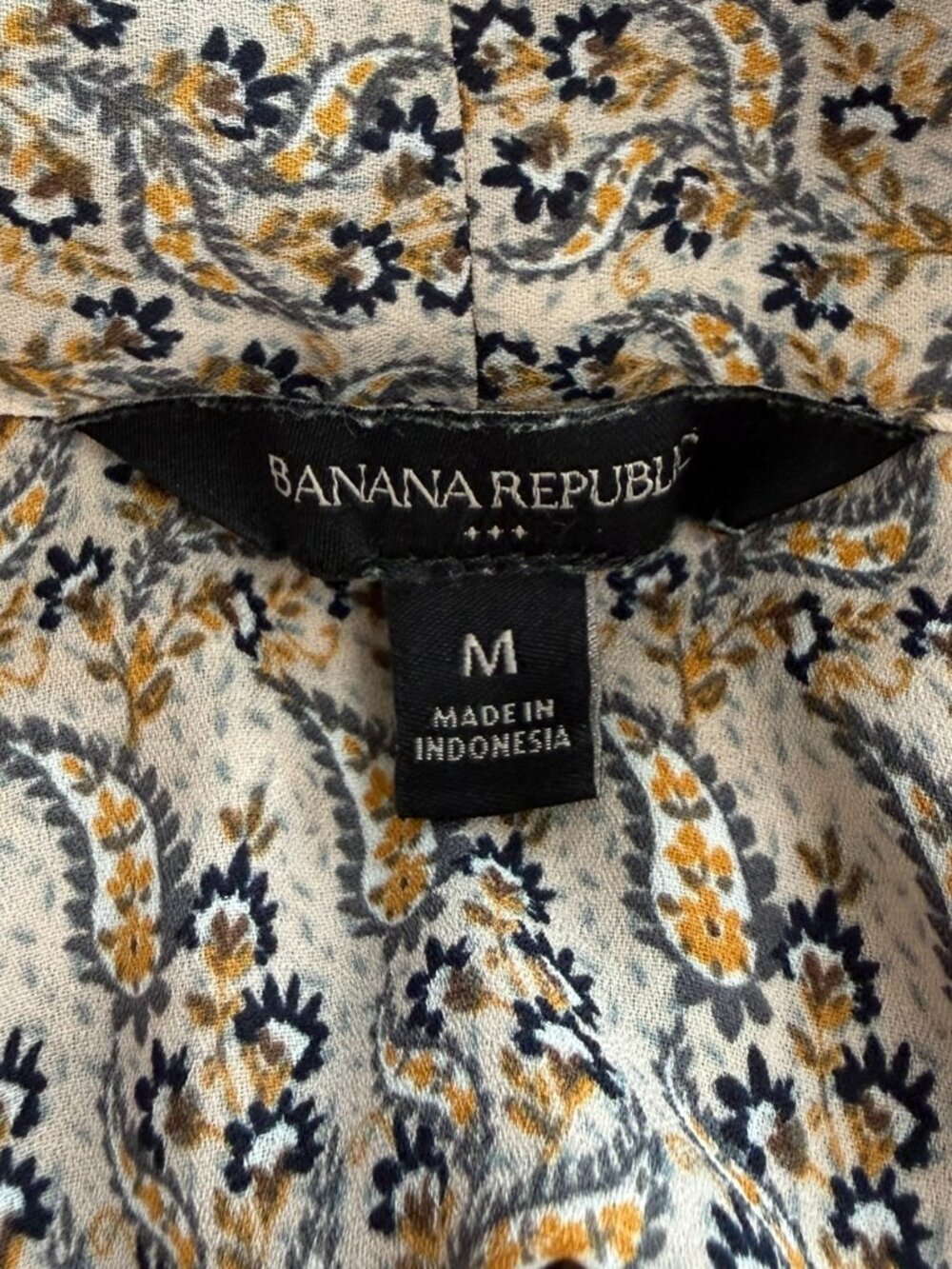 Banana Republic Paisley Tie Neck Long Sleeve Blouse Size M - Picture 7 of 10